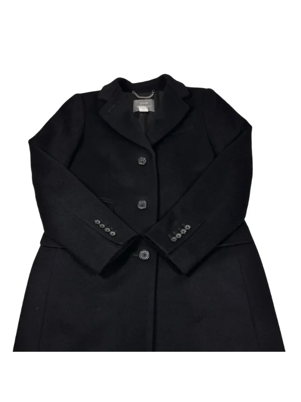 ￼J.Crew Nello Gori Italian Wool Black Pea Coat 2 Thinsulate Minimalist Preppy